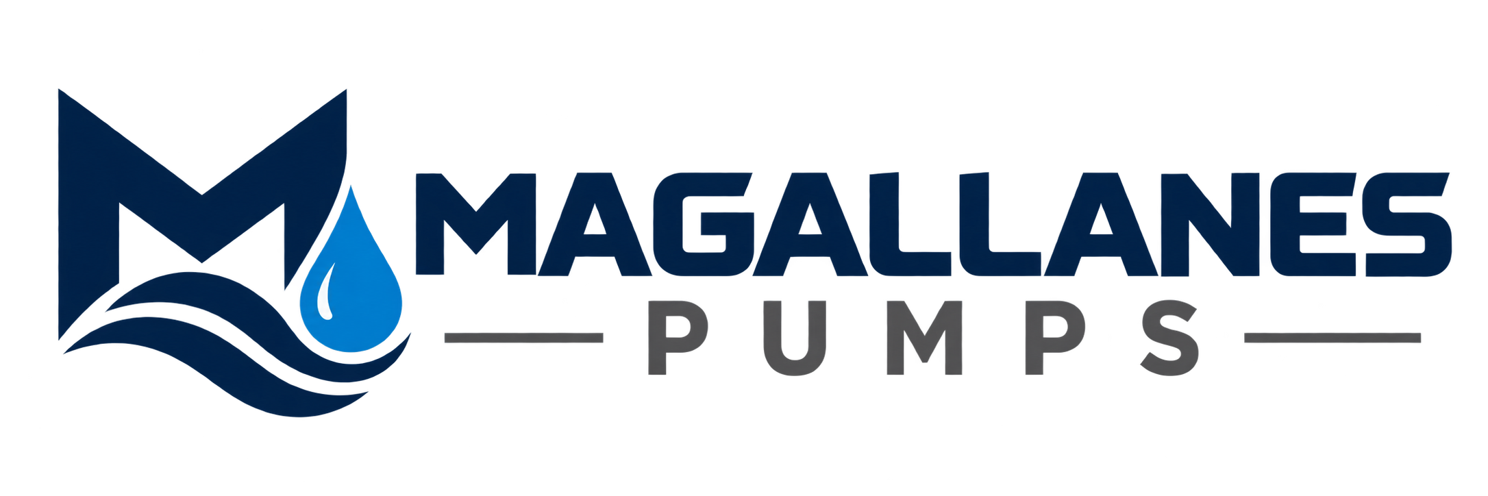 Magallanes Pumps: logo con M, olas y gota azul